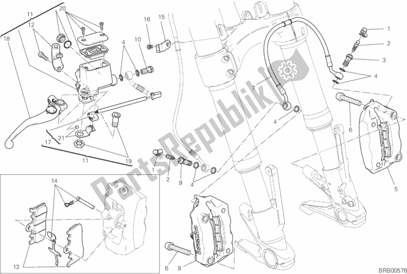 All parts for the Front Brake System of the Ducati Monster 797 Thailand USA 2019